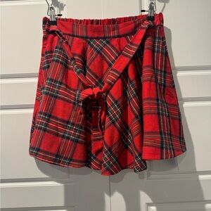 NWT Cupshe Red Gingham Plaid A-Line Mini Skirt Tie Waist Holiday Womens Medium